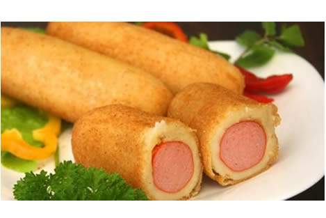>Salsicha Empanada Pré Frita